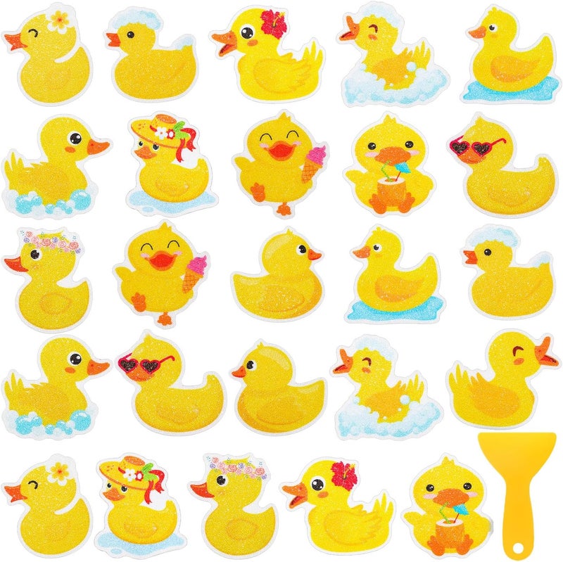 LSLYHTC 26Pcs Non Slip Bathtub Stickers, Cute Duck Stickers with Scraper, Anti Slip Bath Tub Shower Decal with Adhesive Back for Bathroom, Shower Stairs - Image 1